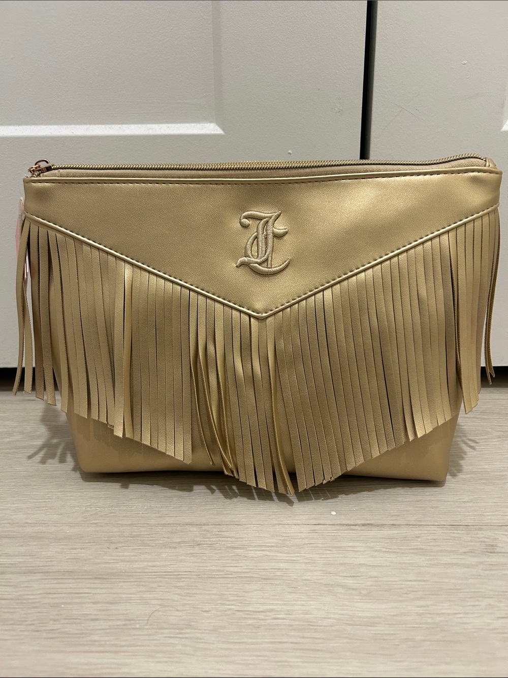 Juicy Couture (NWT) Fringed Metallic Gold Cosmetic Clutch Bag